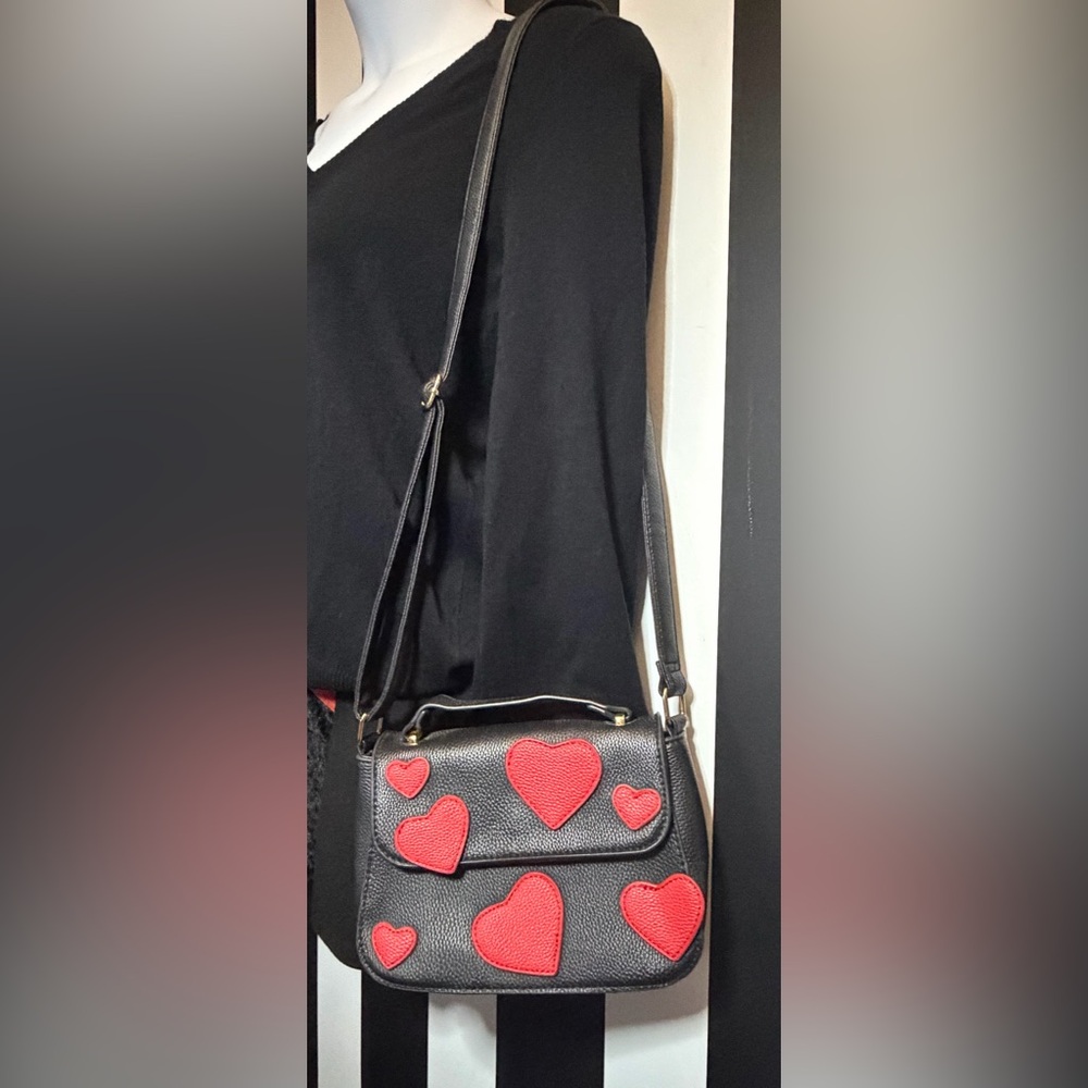 Yoki Multi-Heart Black and Red Heart Valentine Crossbody Bag ❤️❤️❤️